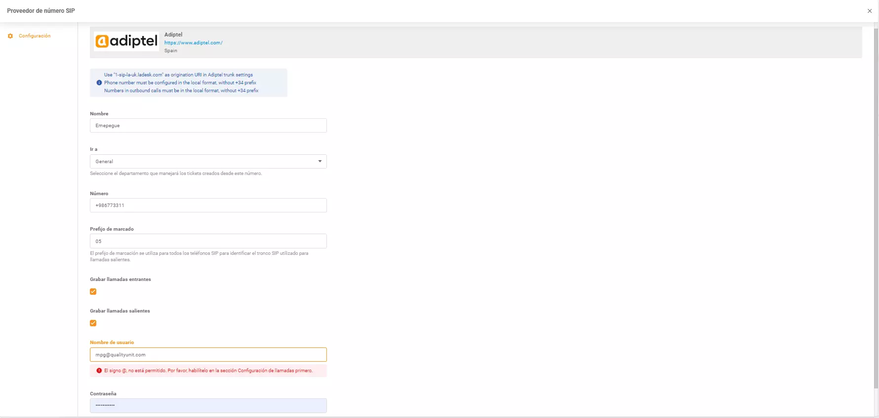 Identifiants Adiptel