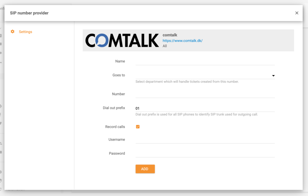Intégration ComTalk LiveAgent