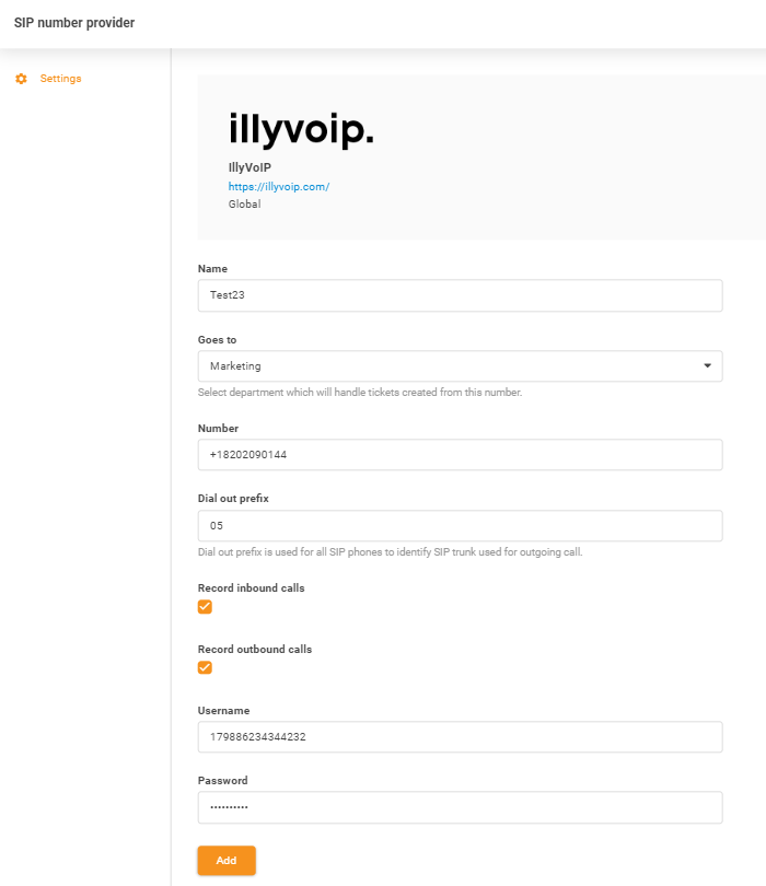 Identifiants IllyVoIP