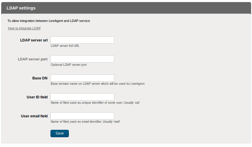 Fenêtre de configuration LDAP