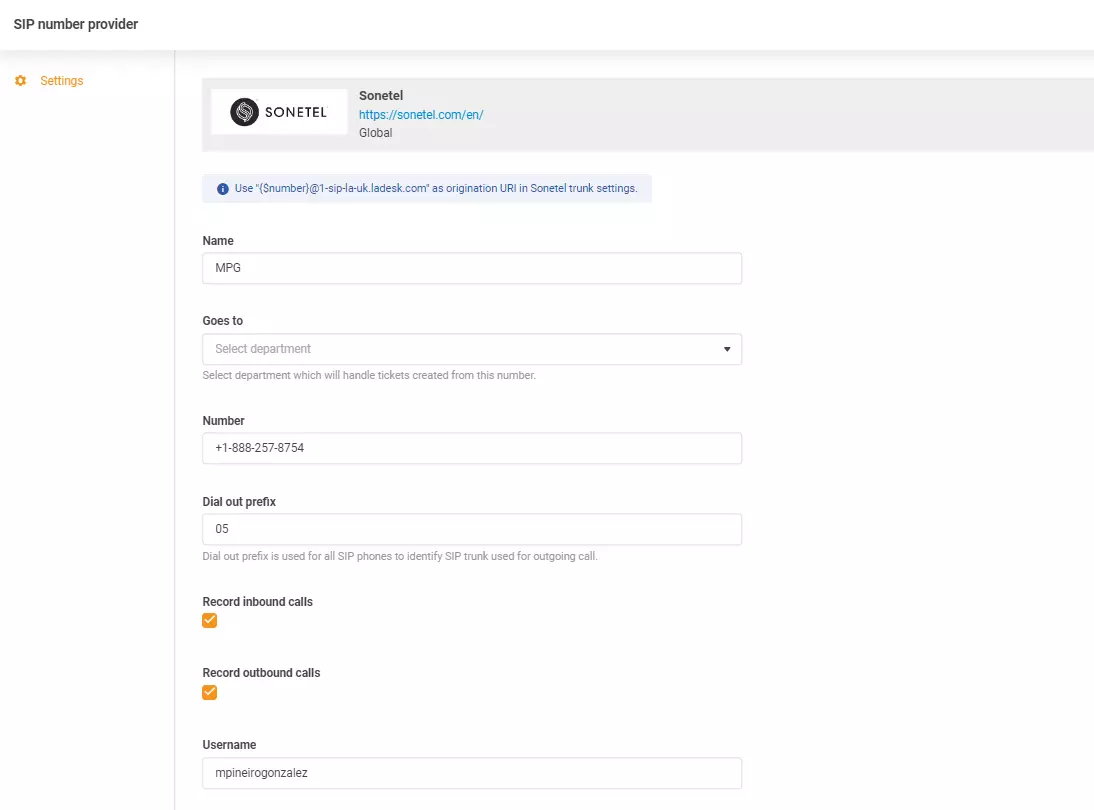 Identifiants Sonetel