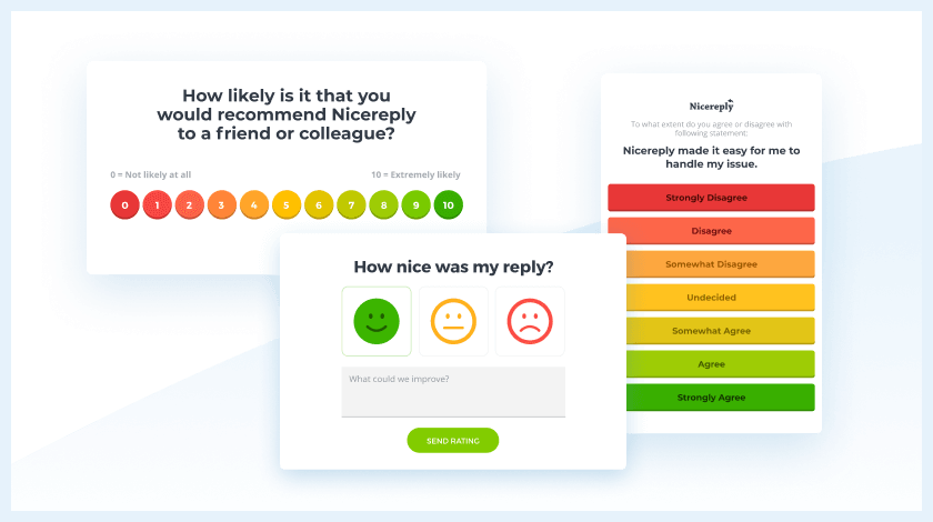 Options de personnalisation des enquêtes Nicereply