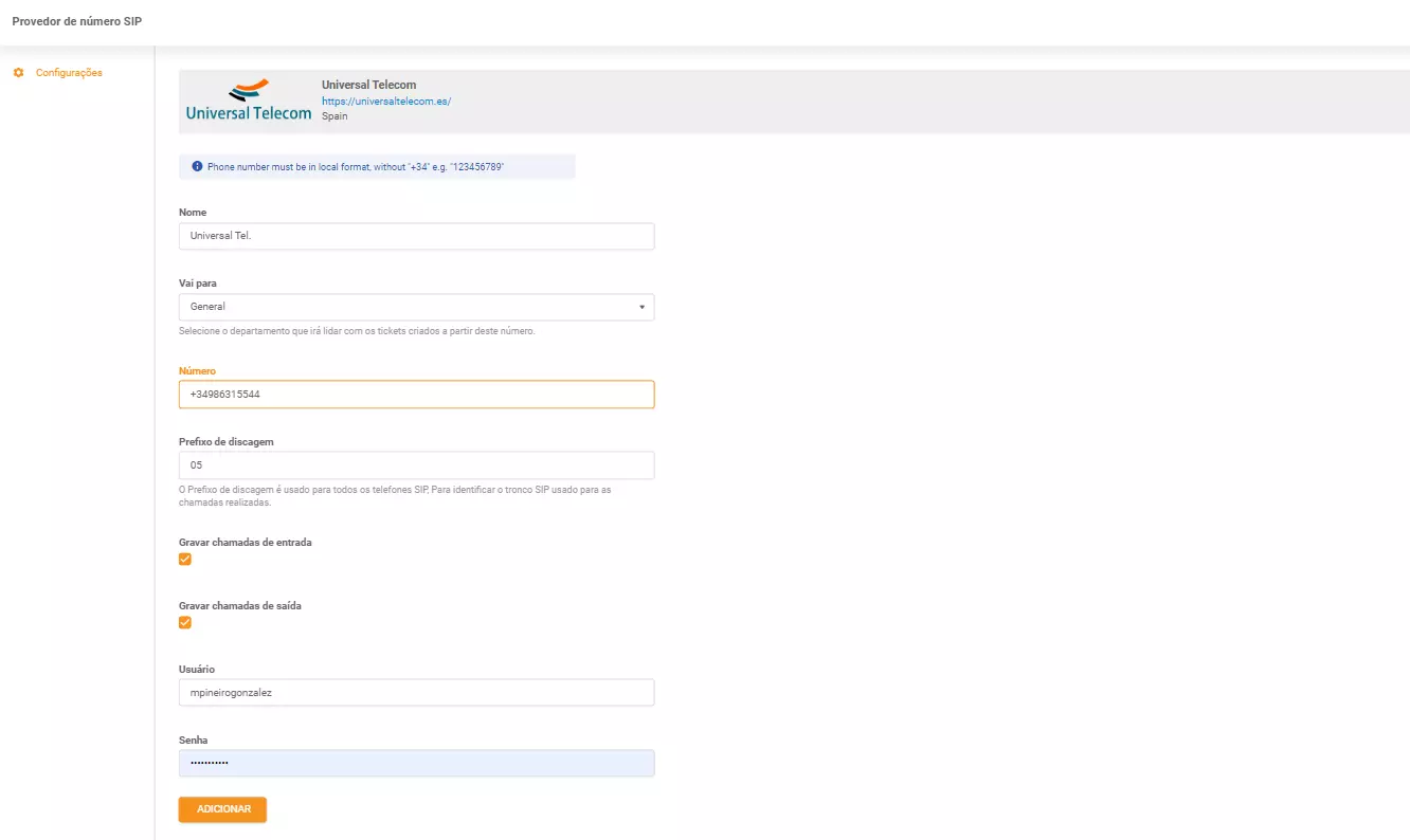 Identifiants Universal Telecom