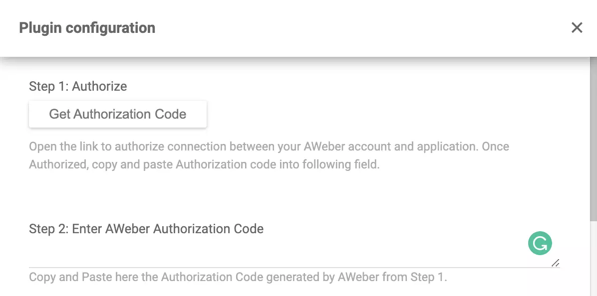 Configuration du plugin AWeber dans LiveAgent
