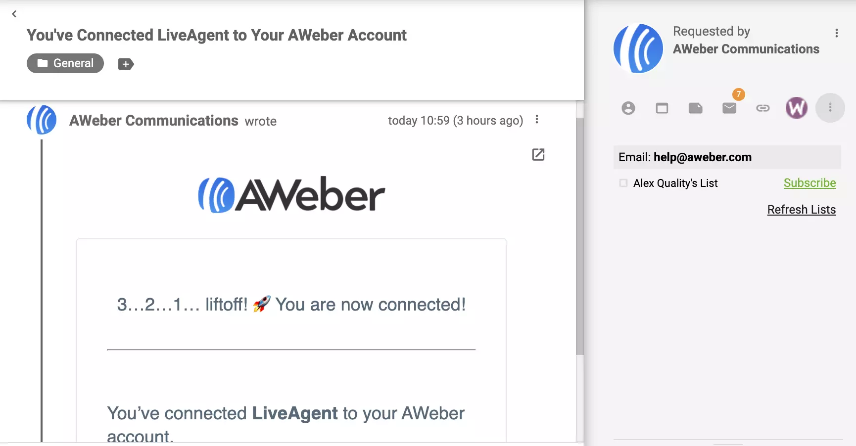 Plugin AWeber activé