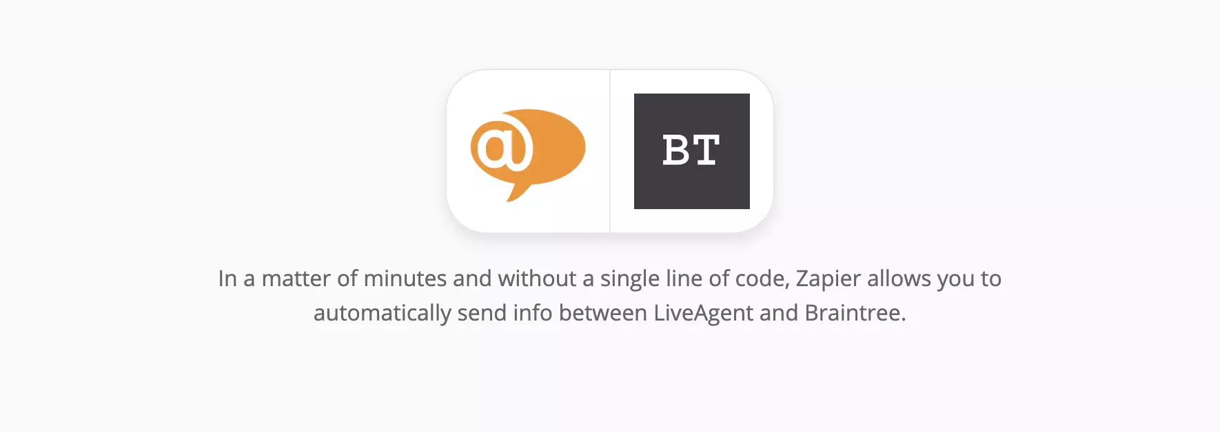 Page d'intégration LiveAgent et Braintree sur Zapier