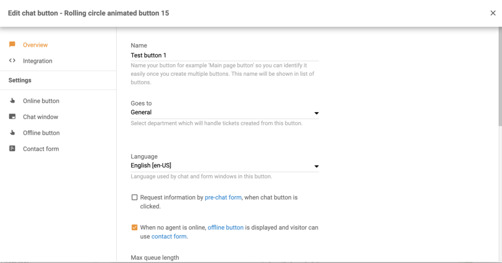 Configurez le bouton de chat dans LiveAgent
