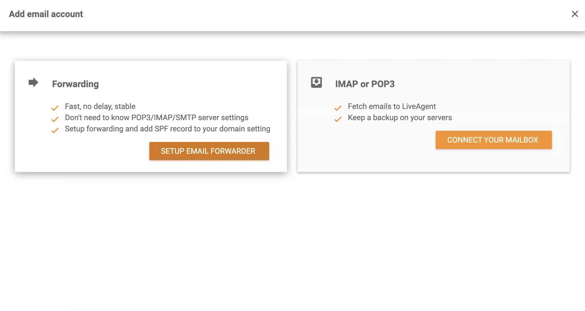 Choisissez entre Transfert et IMAP ou POP3 pour votre intégration Zoho Mail