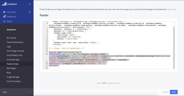 Intégration LiveAgent BigCommerce