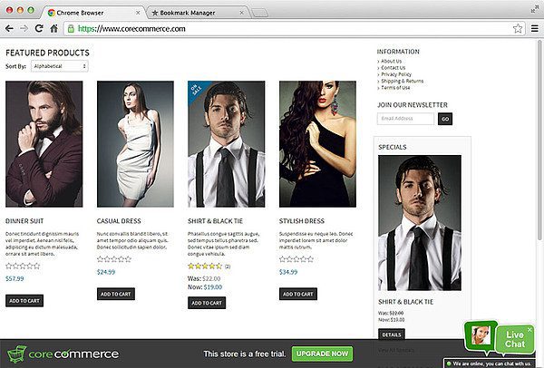 Intégration chat en direct CoreCommerce LiveAgent