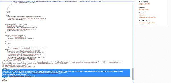 Bouton de chat en direct placé dans le corps de la boutique Volusion