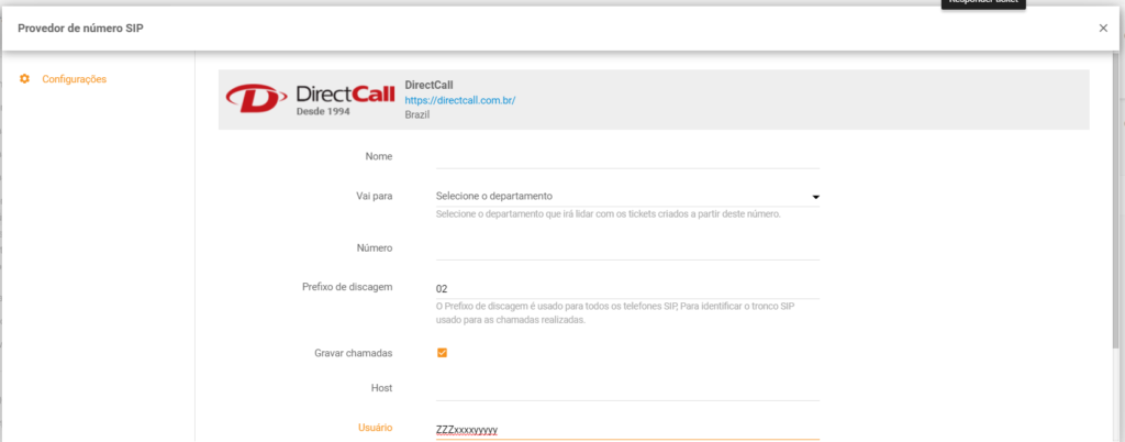 Configuration de l'intégration DirectCall LiveAgent