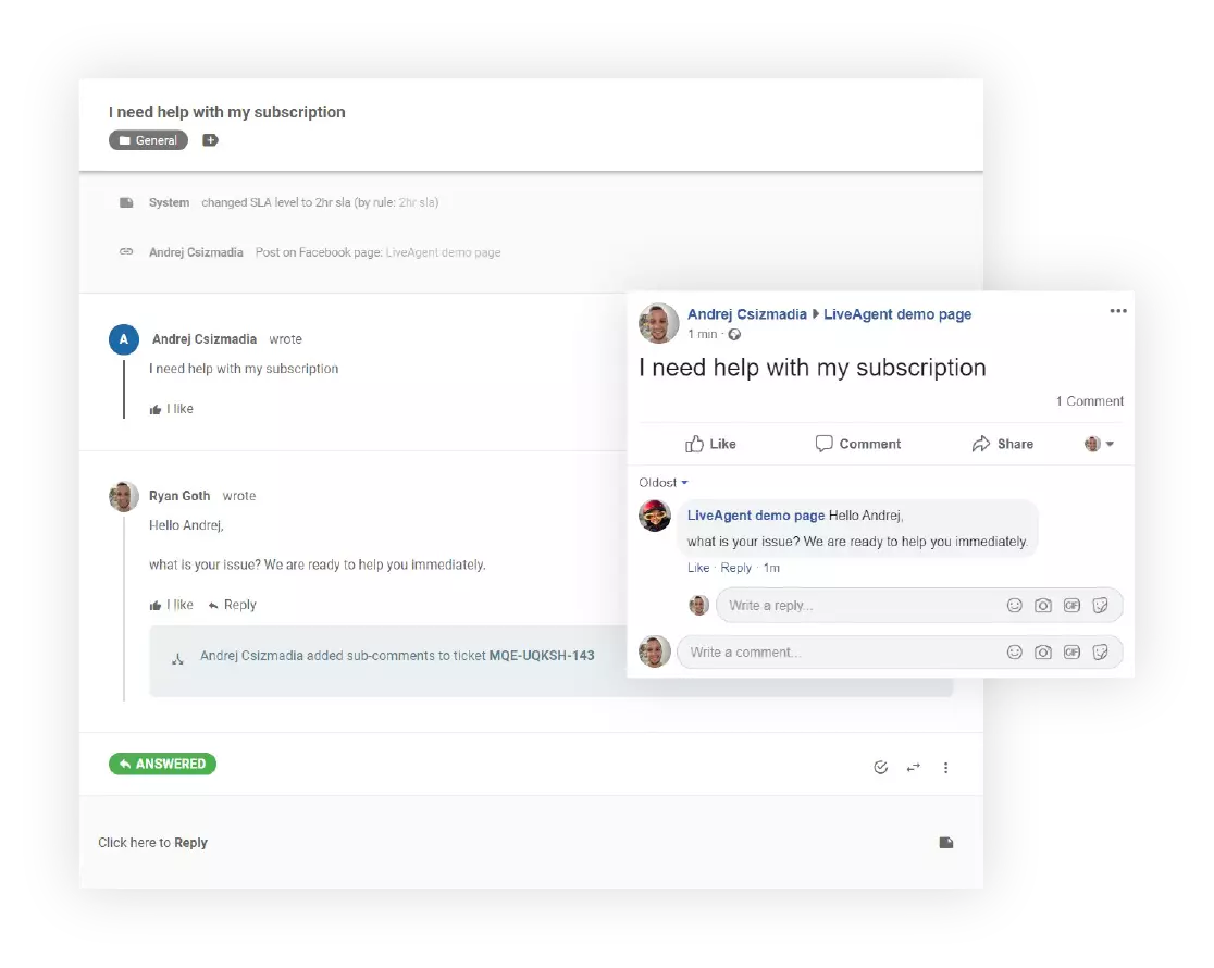 Intégration Facebook avec LiveAgent