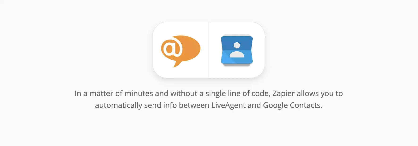 Page d'intégrations LiveAgent et Google Contacts sur Zapier
