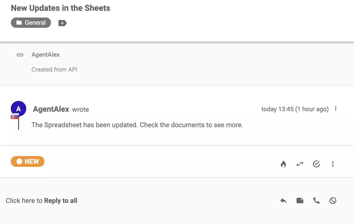 Un nouveau ticket arrivé dans le système de ticketing après une intégration réussie avec Google Forms