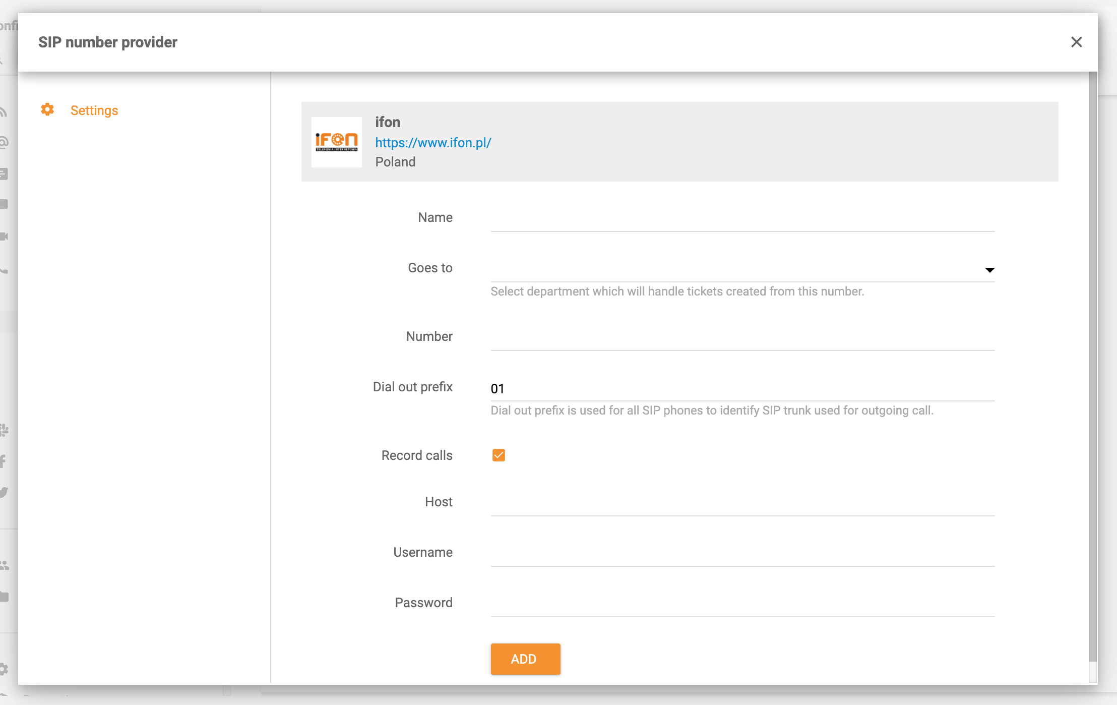 Intégration iFON dans LiveAgent