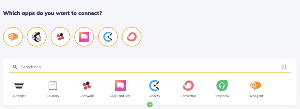 Une image montrant les possibilités de connexions d'applications avec Integrately