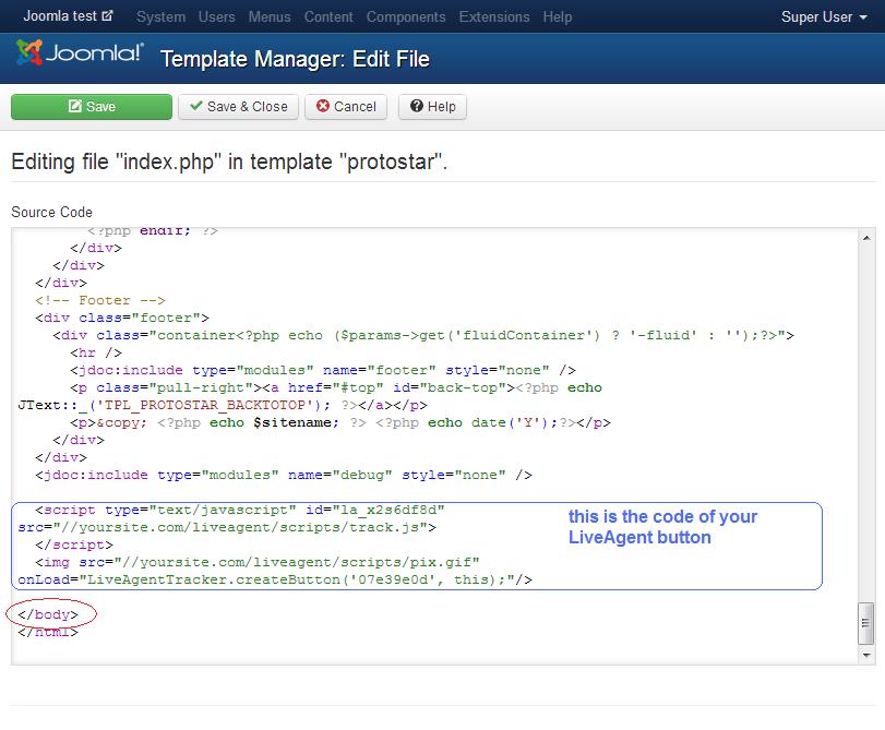 Éditeur de modèle Joomla