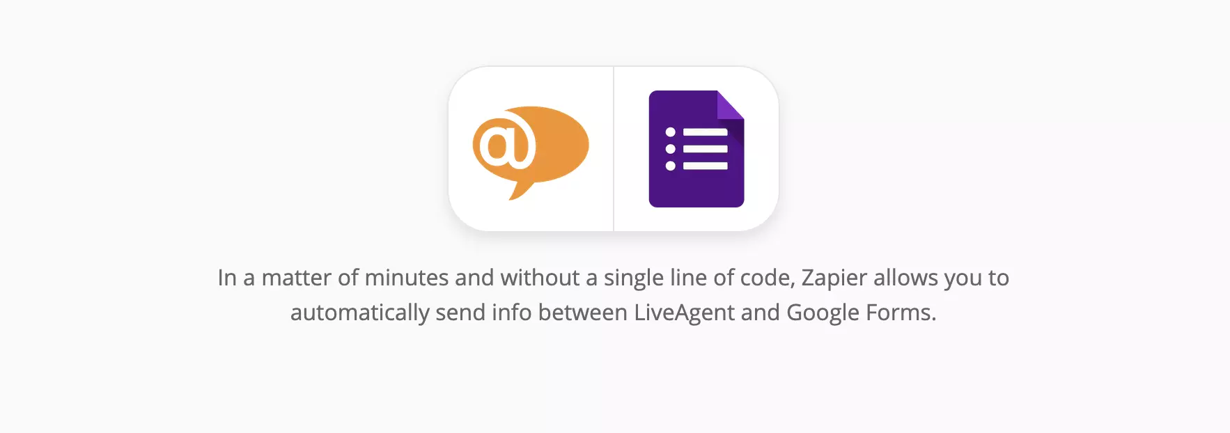 Page d'intégrations LiveAgent et Google Forms sur Zapier