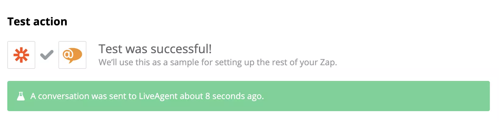 Test réussi d'une intégration Google Sheets et LiveAgent