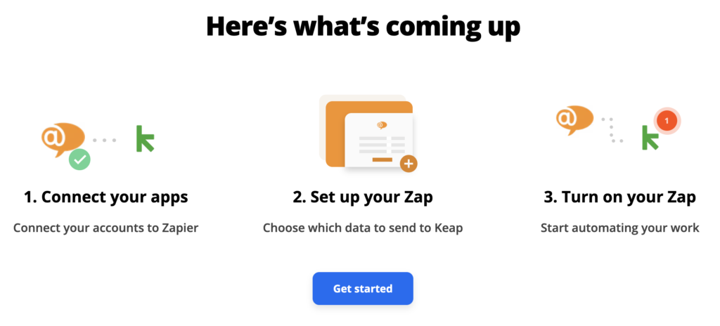 Processus d'intégration entre LiveAgent et Keap sur Zapier