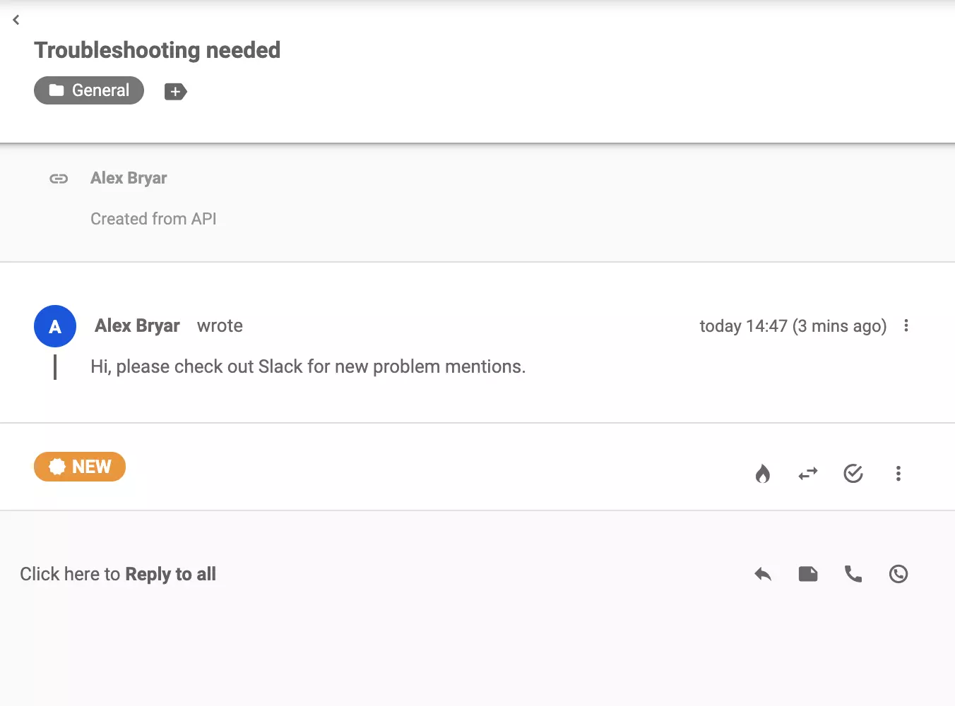 Un ticket envoyé à LiveAgent après l'apparition d'un mot-clé dans Slack