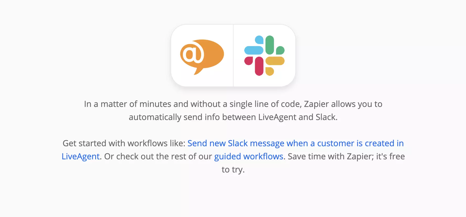 Page LiveAgent et Slack sur Zapier