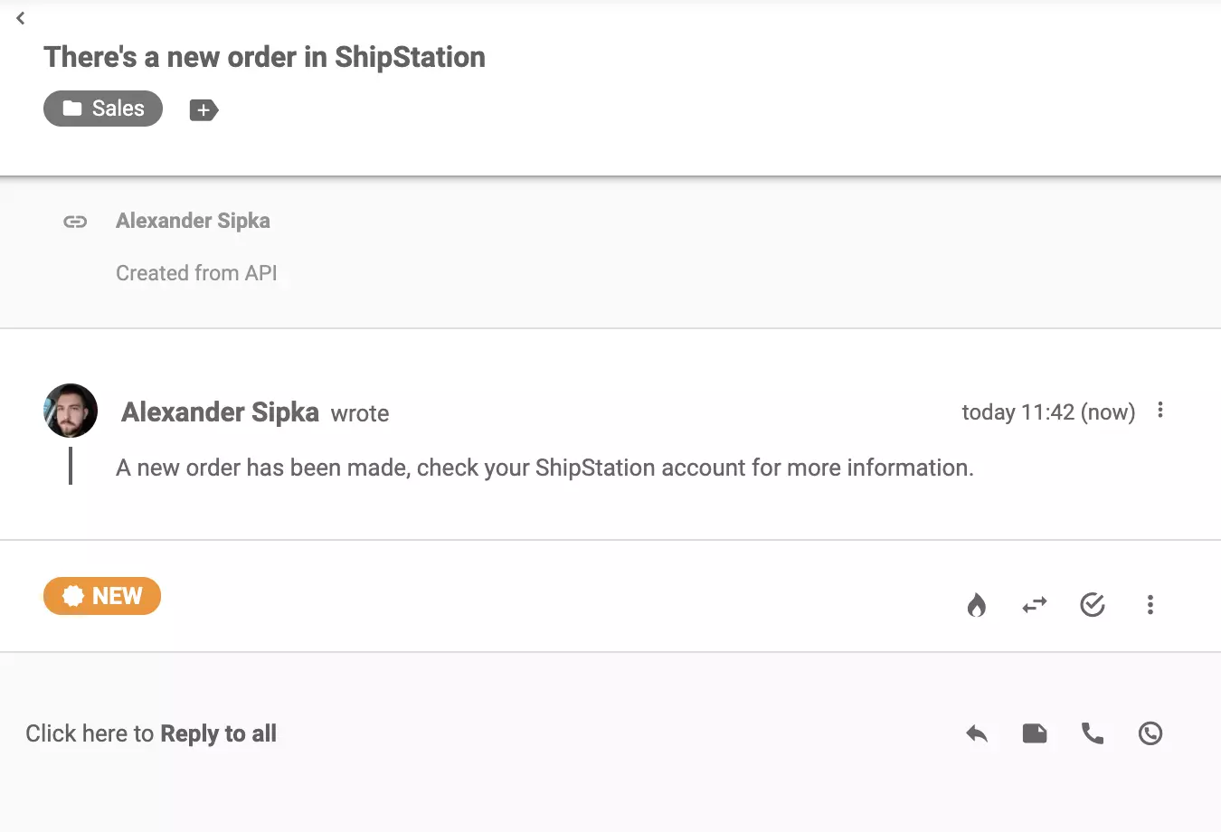 Message ShipStation envoyé après qu'une nouvelle commande a été effectuée