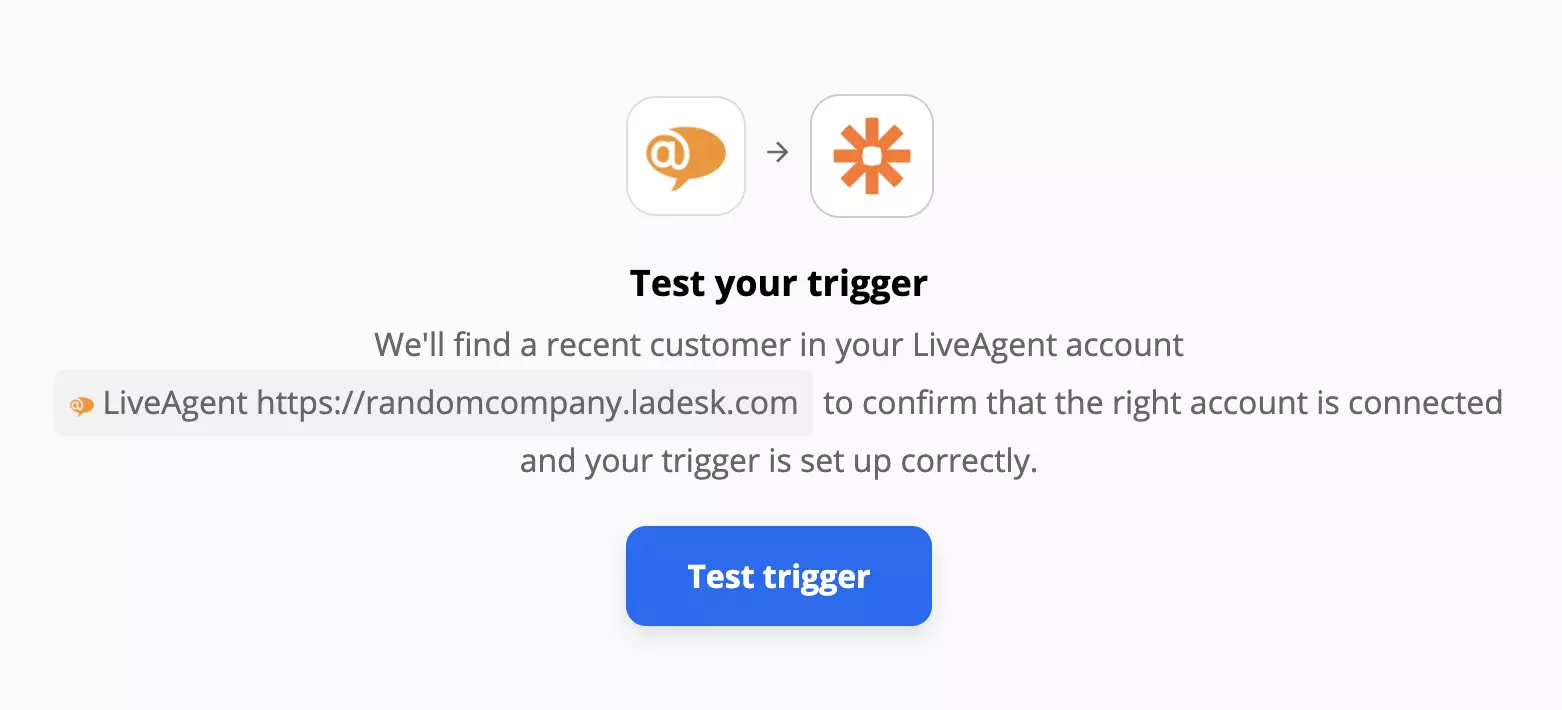 Test du déclencheur LiveAgent