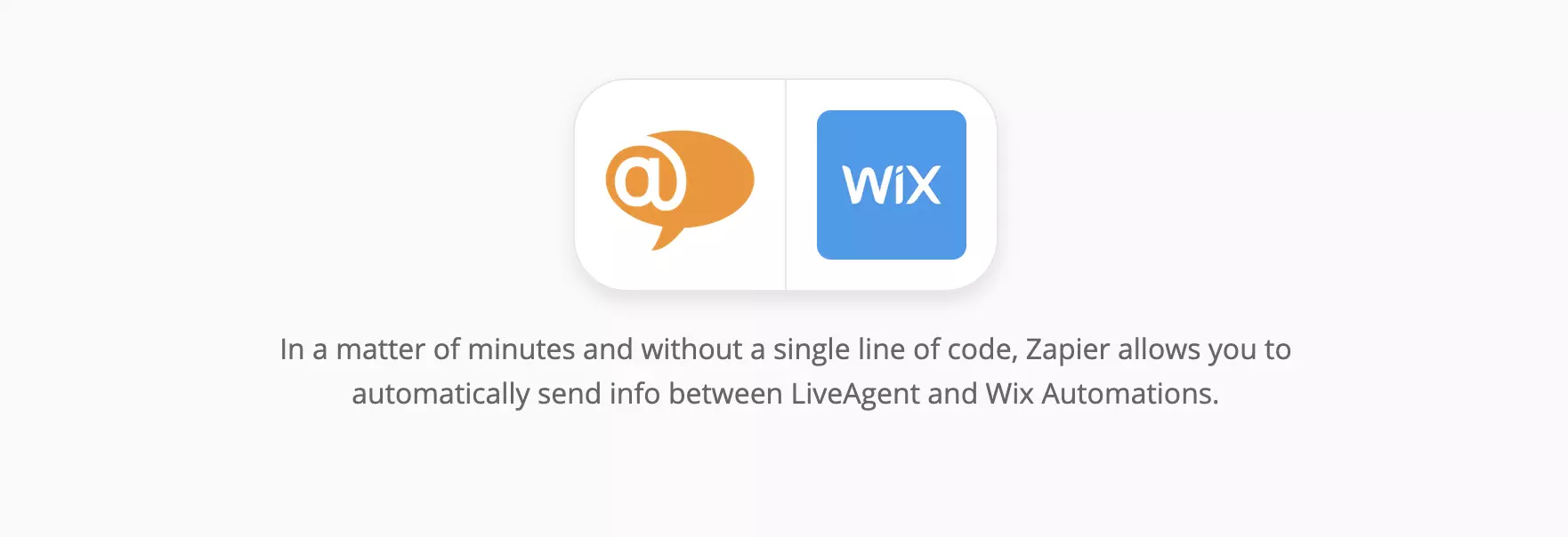 Page d'intégration LiveAgent et Wix sur Zapier