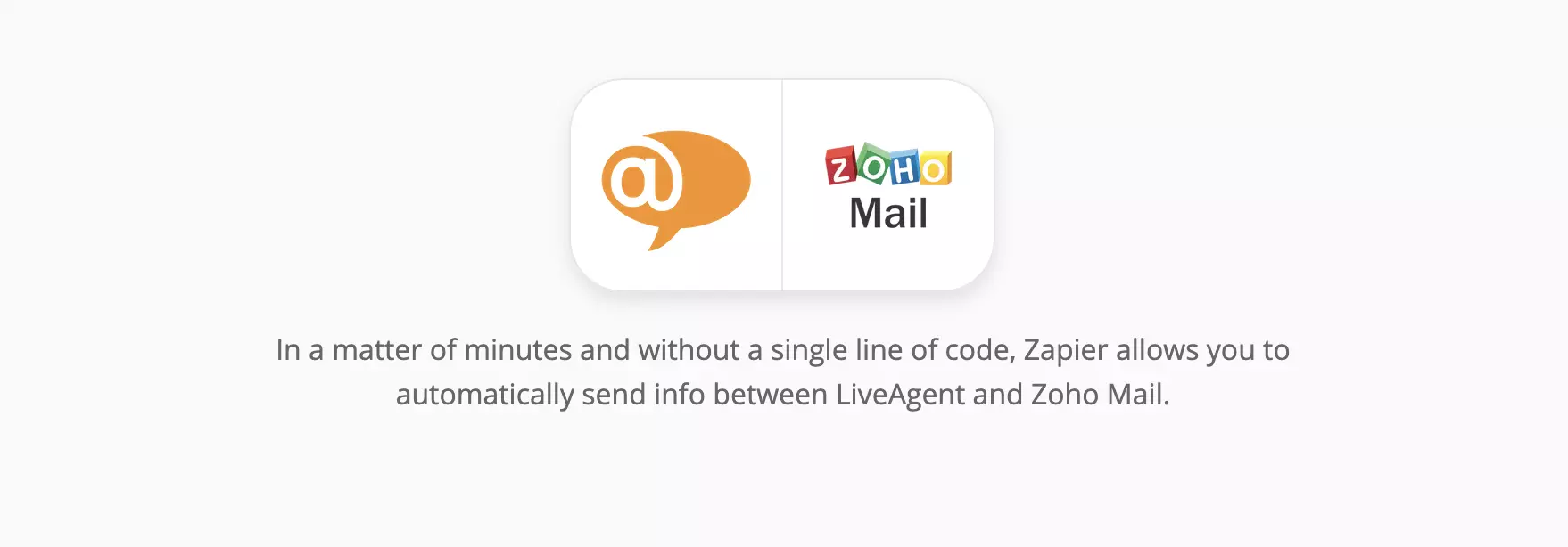 Page d'intégration LiveAgent et Zoho Mail sur Zapier