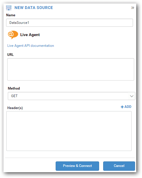 Fenêtre de configuration Bold BI NEW DATA SOURCE