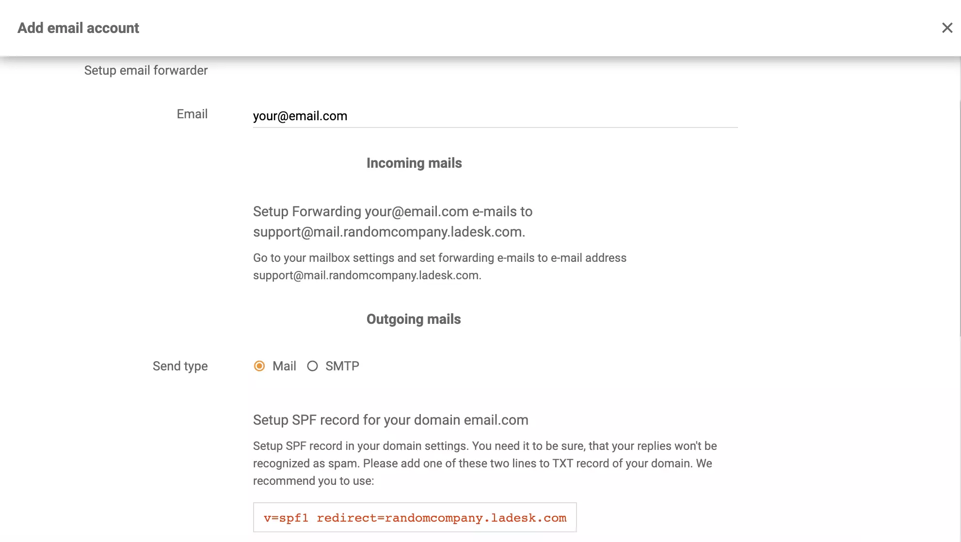 Configuration du transfert d'e-mail Microsoft Exchange Server dans LiveAgent
