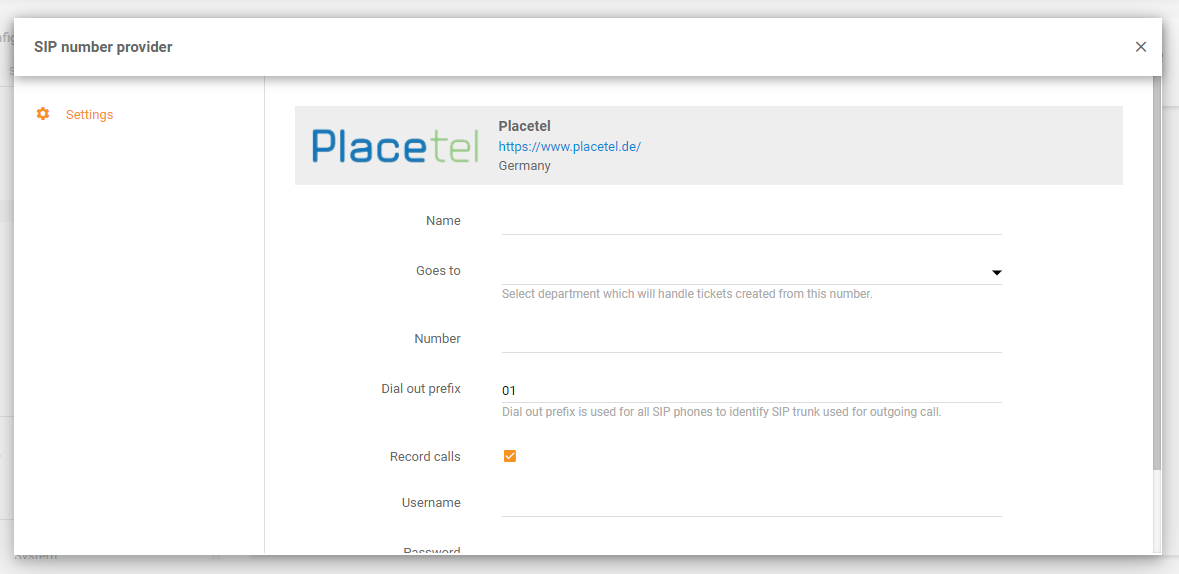 Intégration Placetel dans LiveAgent