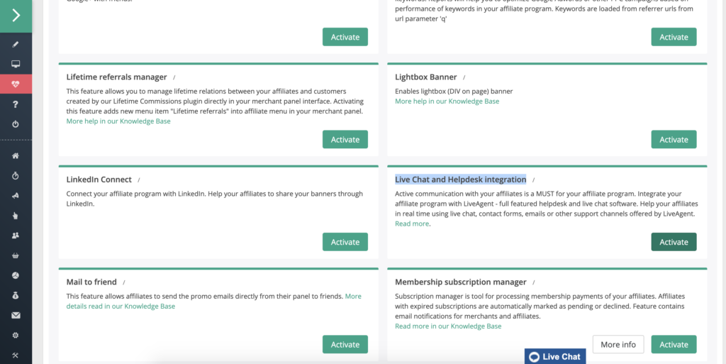 Liste des fonctionnalités avec migration du helpdesk