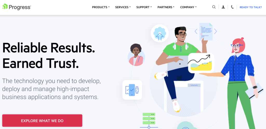 Page d'accueil du serveur Progress IMail avec option d'exploration