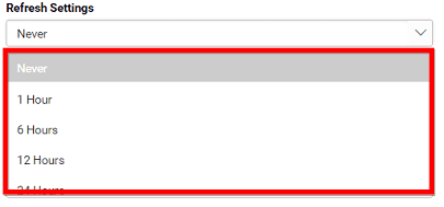 Paramètres d'actualisation Bold BI