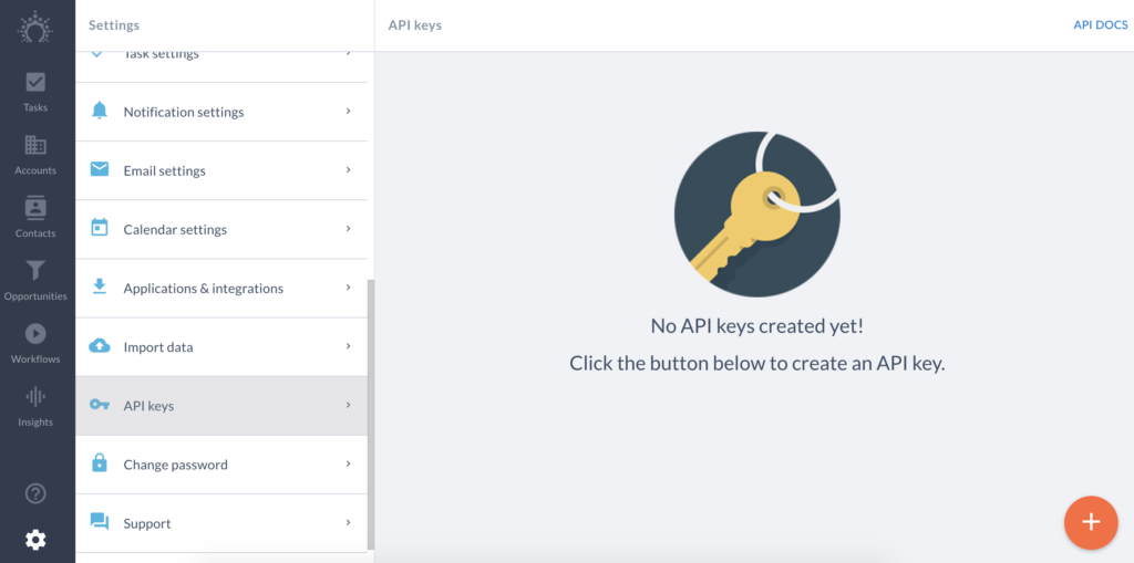 Clés API dans la configuration de Salesflare