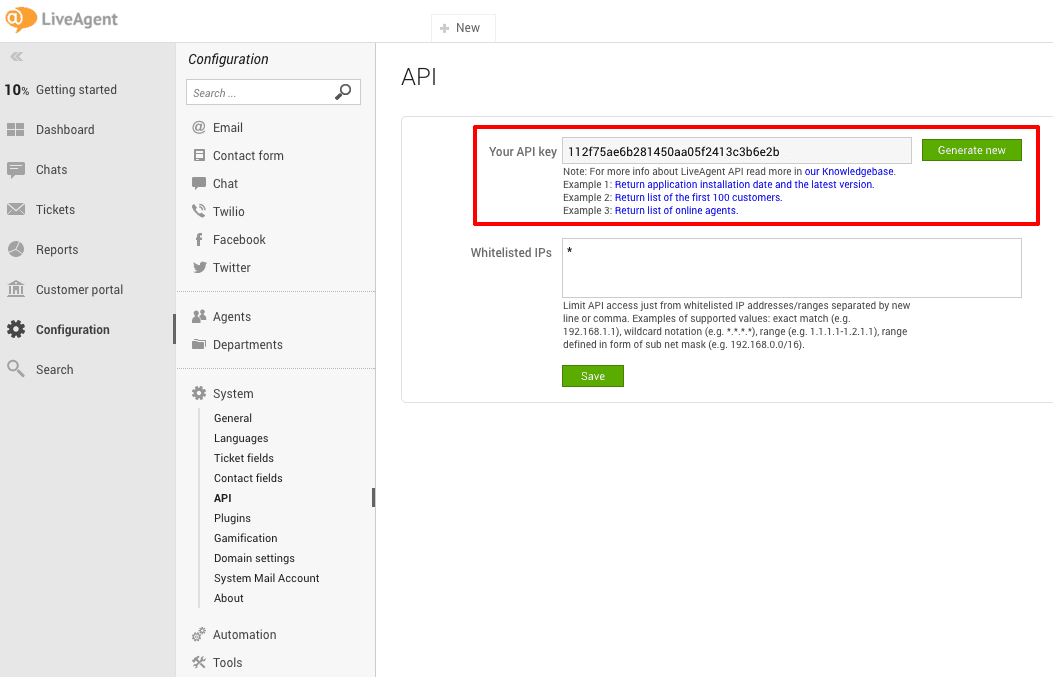 Étape 3 de l'intégration uKit LiveAgent