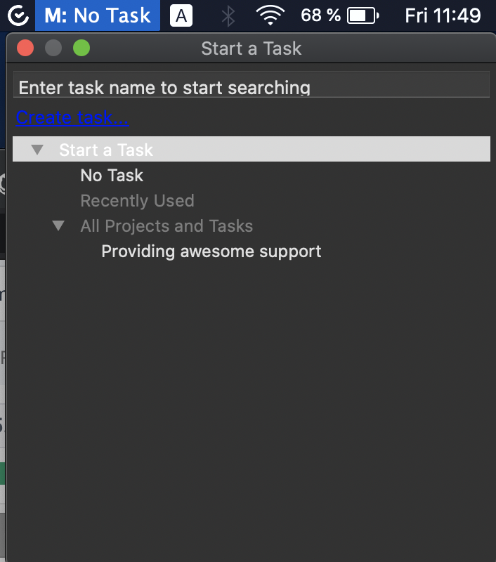 Application TimeCamp pour systèmes d'exploitation Mac