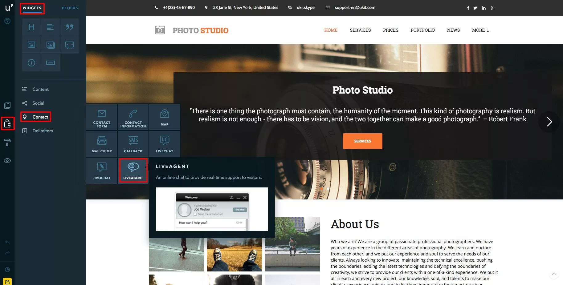 Intégration LiveAgent uKit