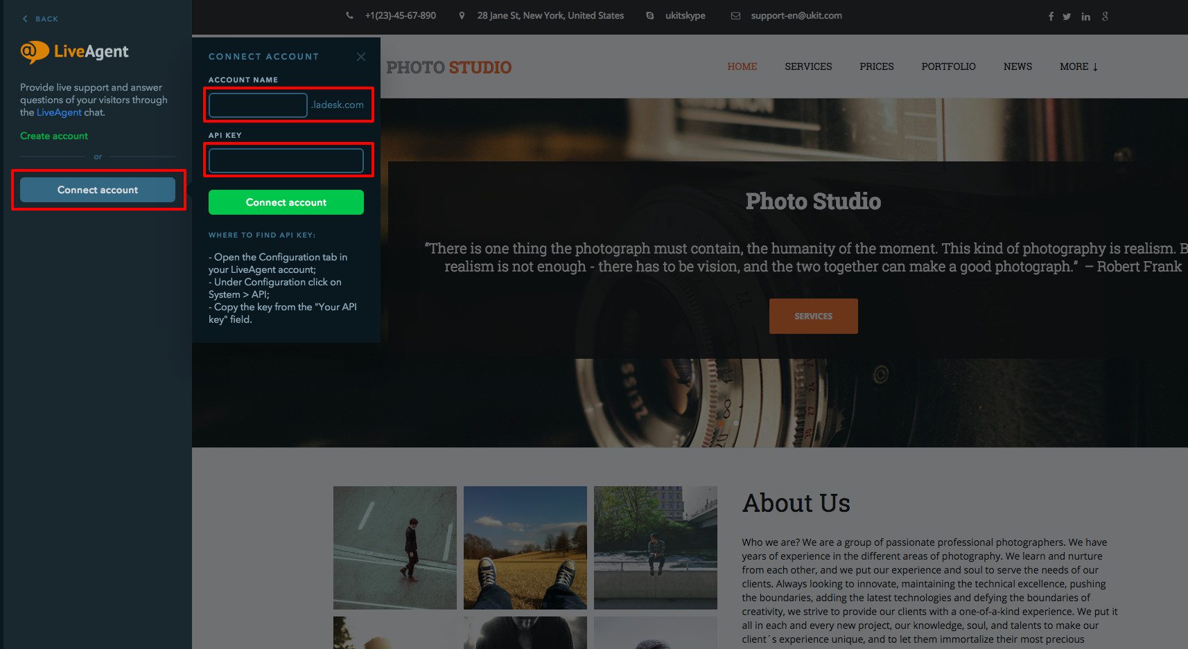 Intégration LiveAgent uKit