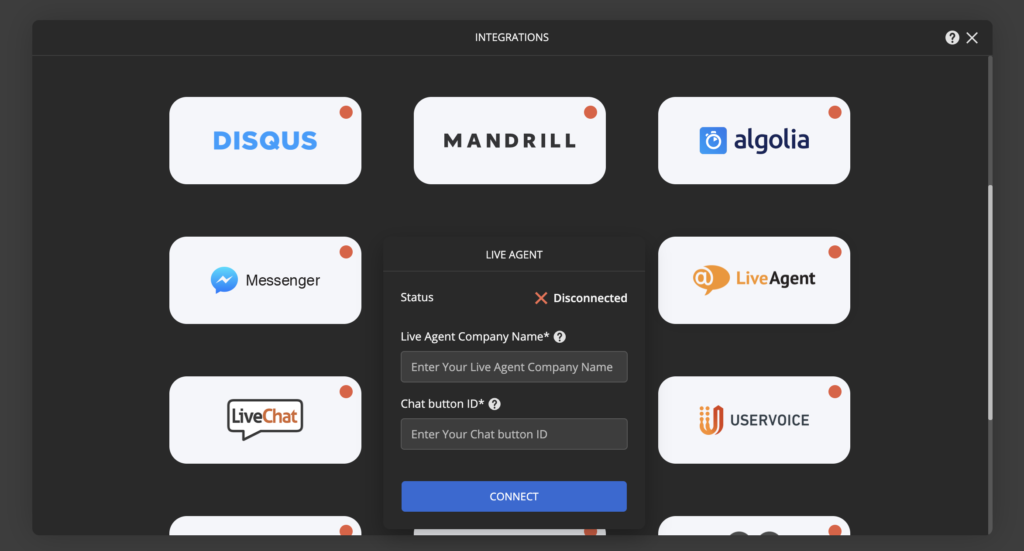 Intégration LiveAgent Ucraft