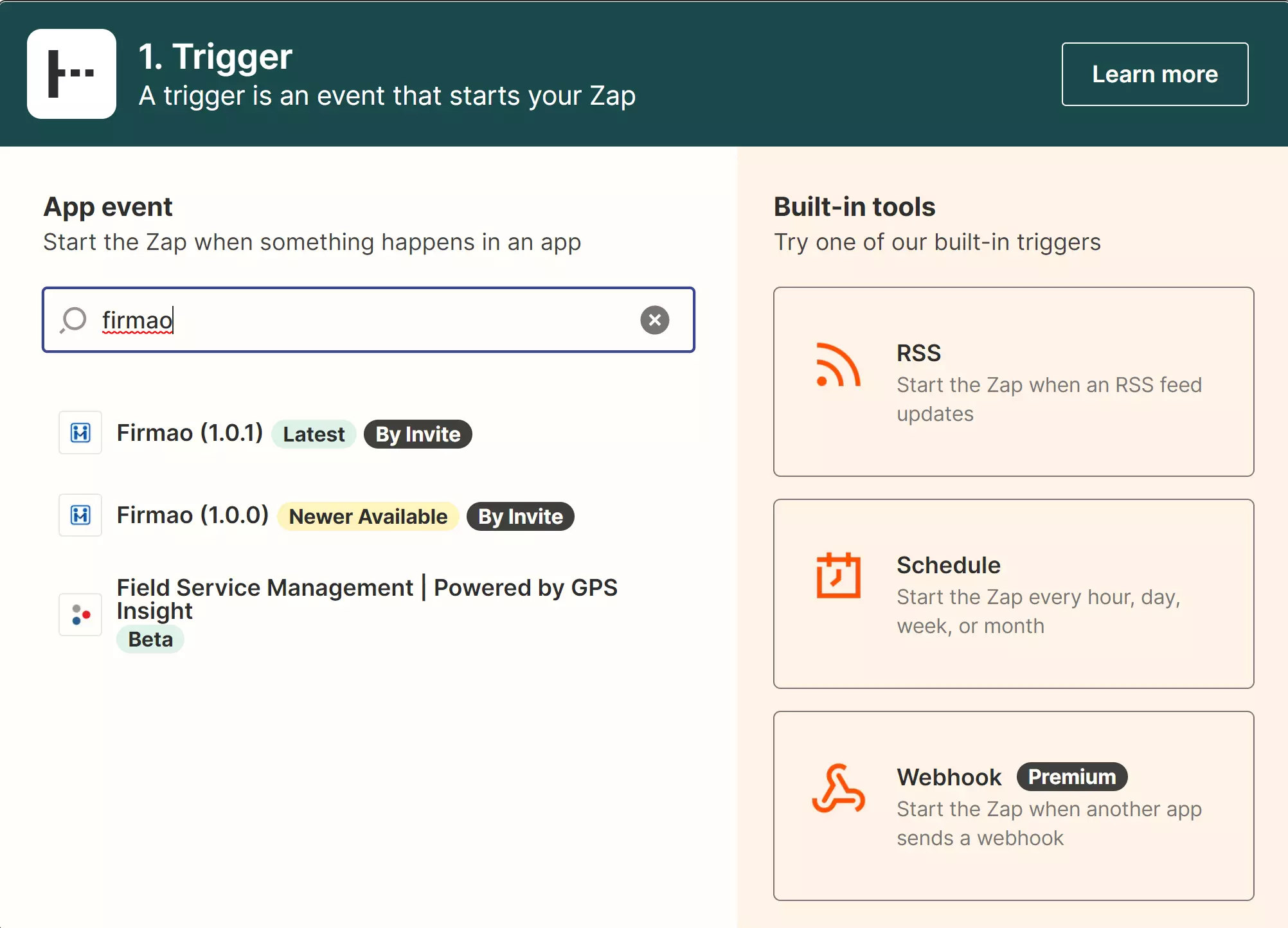 Trouver Firmao sur Zapier