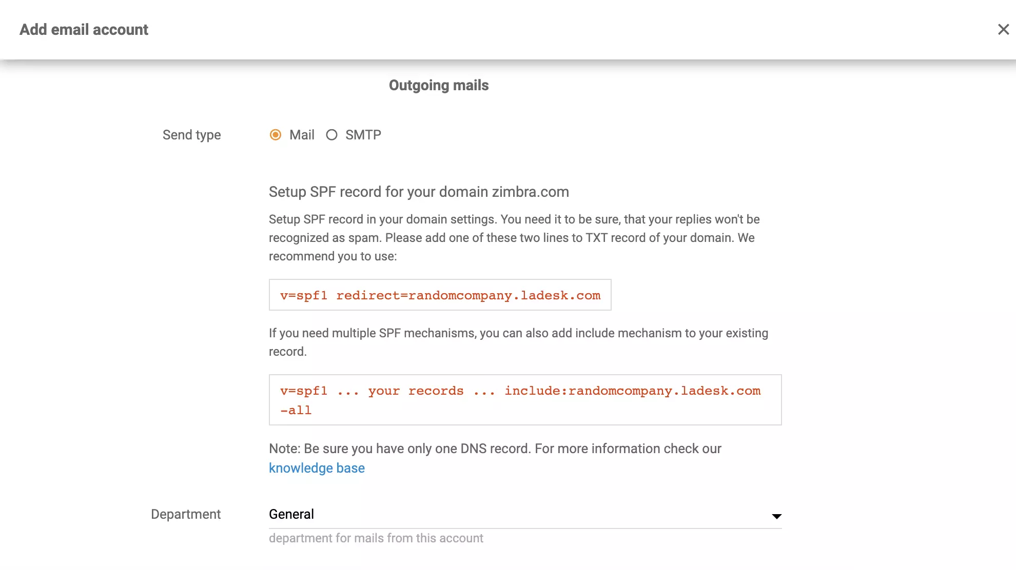 Configuration du transfert Zimbra