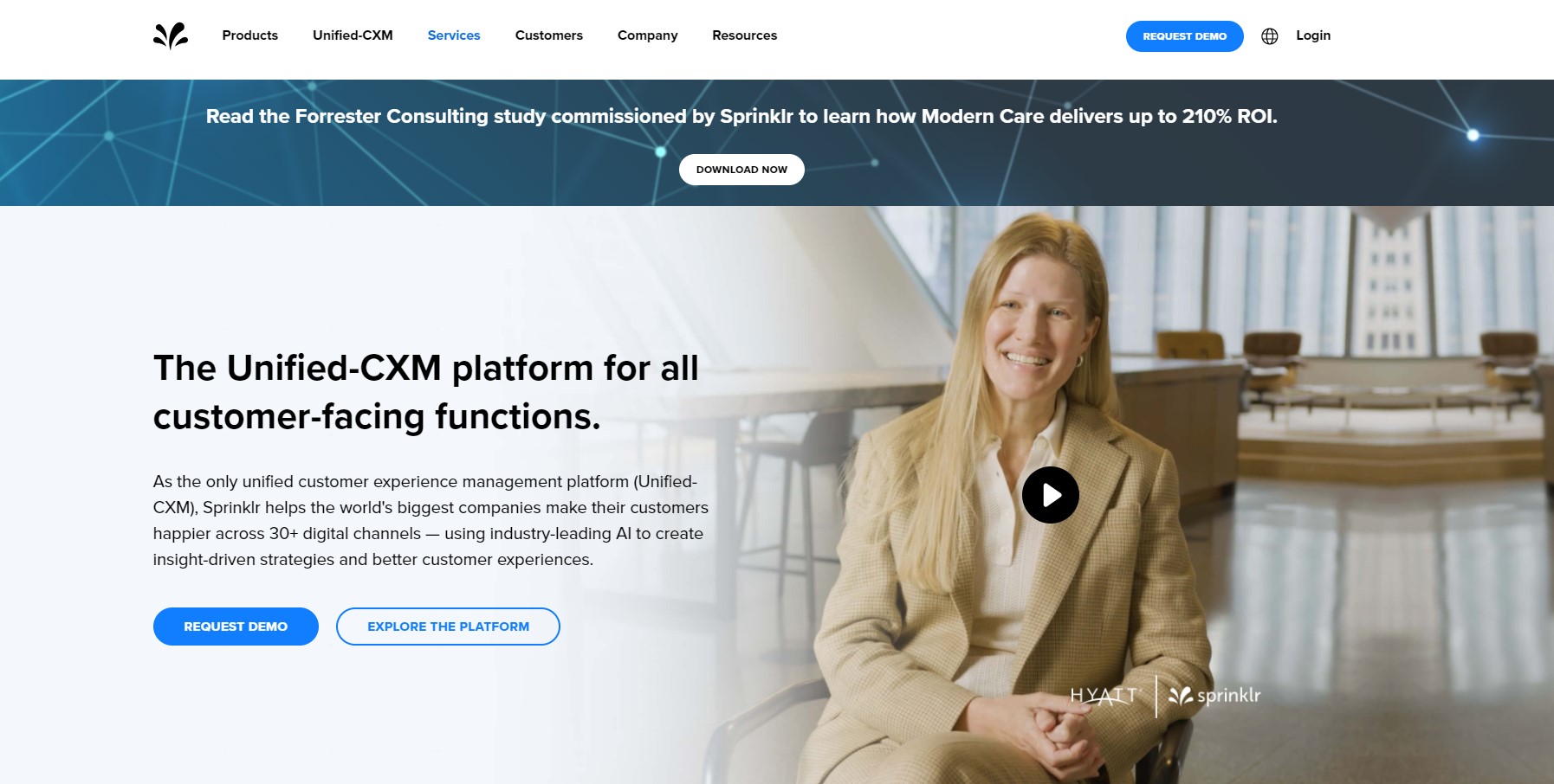 Page d'accueil de Sprinklr