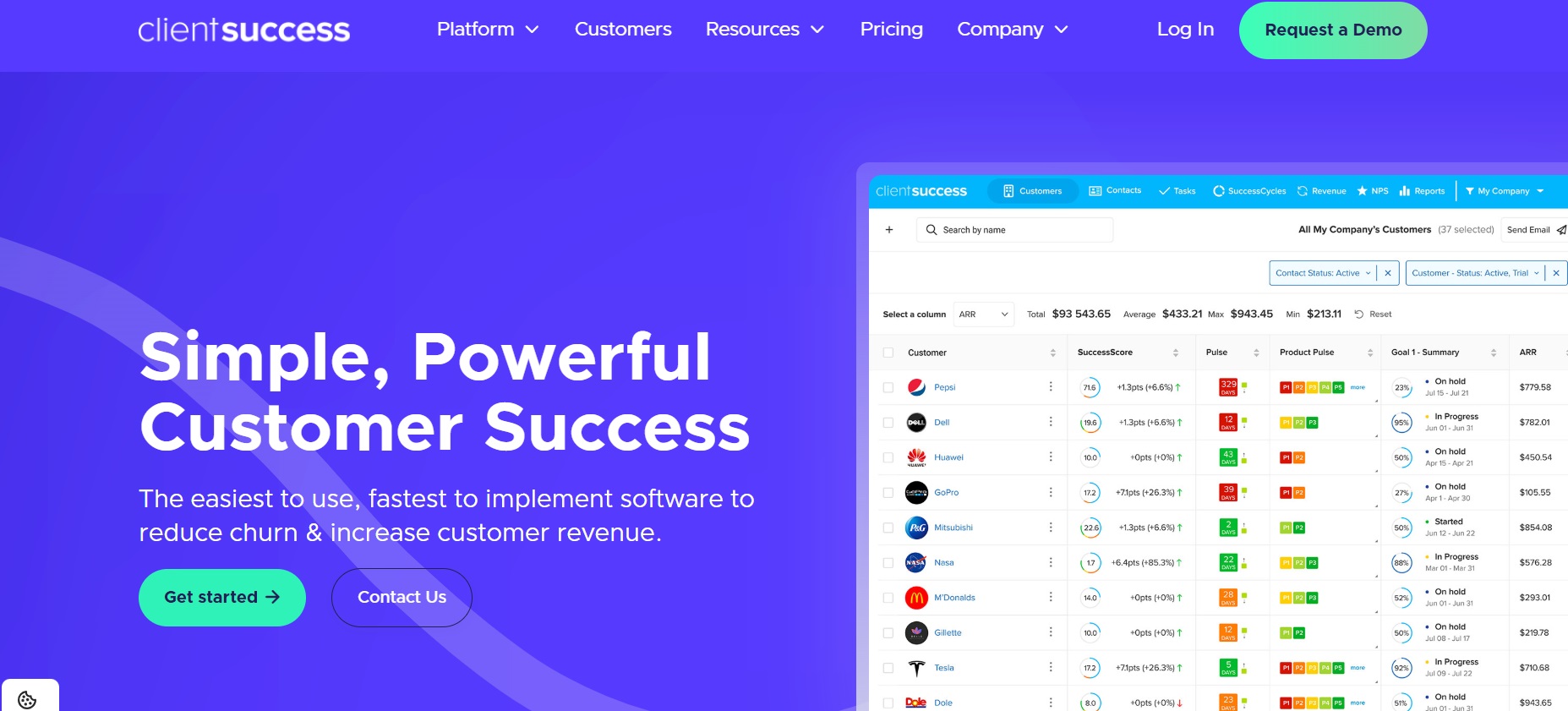 Page d'accueil de Clientsuccess