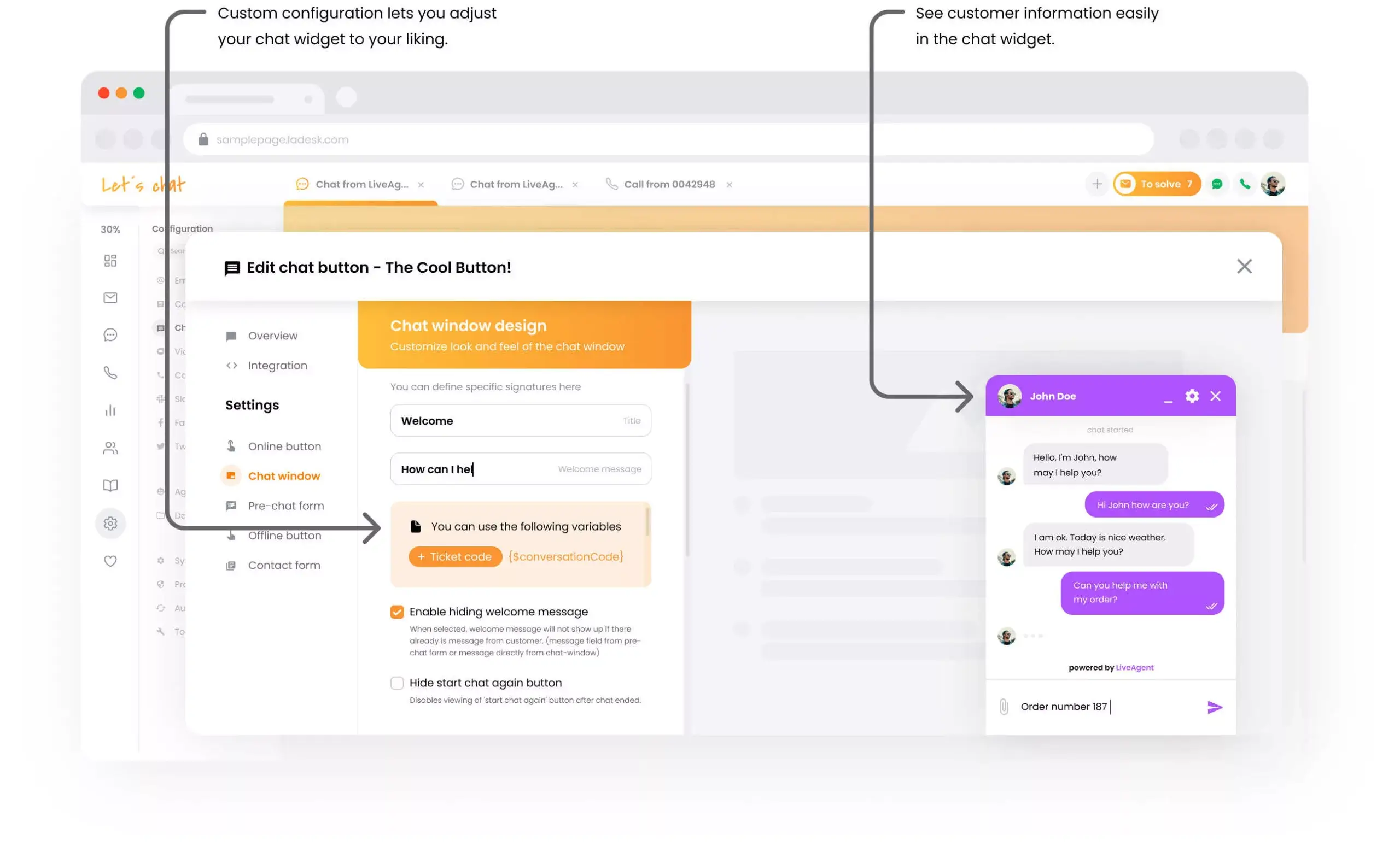 Personnalisez la fenêtre de chat