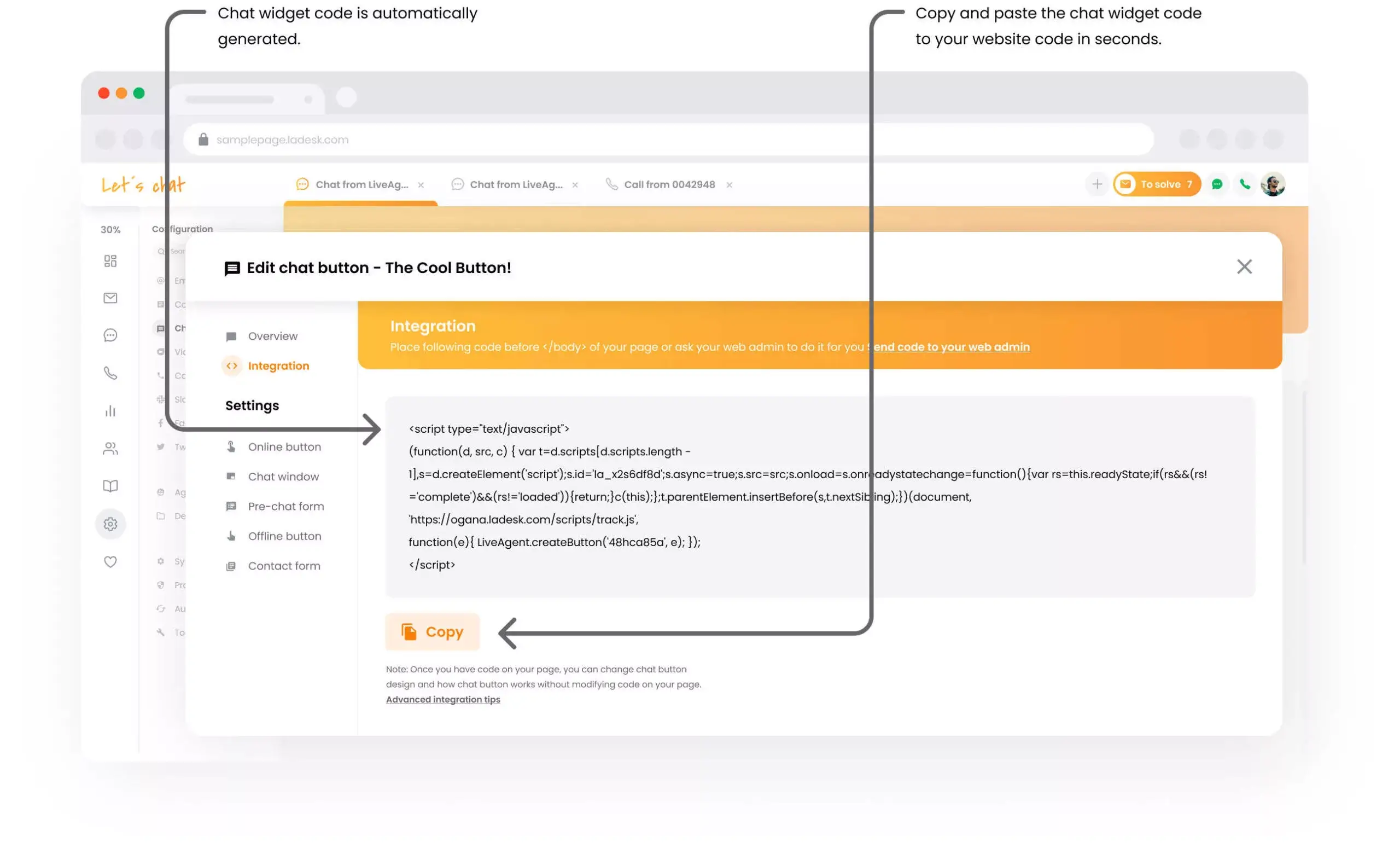 Intégrez au site web