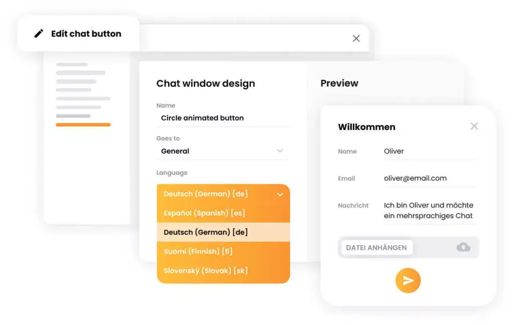 Widget de chat multilingue